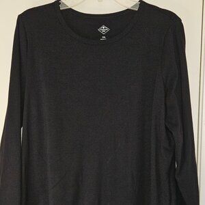 Black St John's Bay Basic Crew Neck Tee 100% Cotton Long Sleeve Shirt, XXL